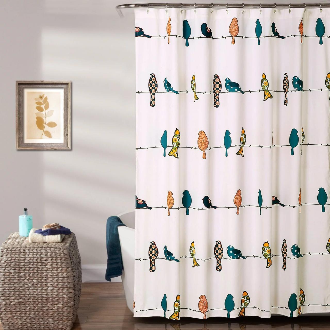 Lush Decor Rowley Birds Animal Print Polyester Shower Curtain, 72x72