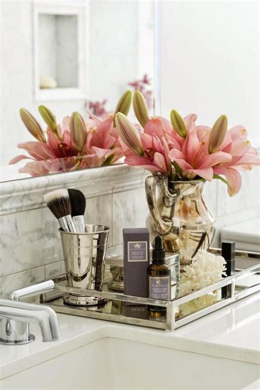 40 Beautiful Bathroom Vanity Tray Decor Ideas DecoRecent Vanity