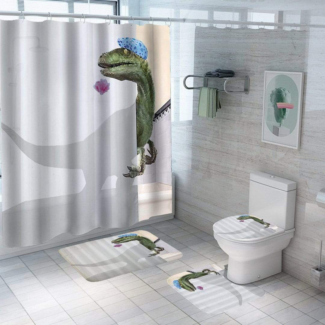 3D Dinosaur Bathroom Decor Stall Curtain Lightproof Shower Curtain and