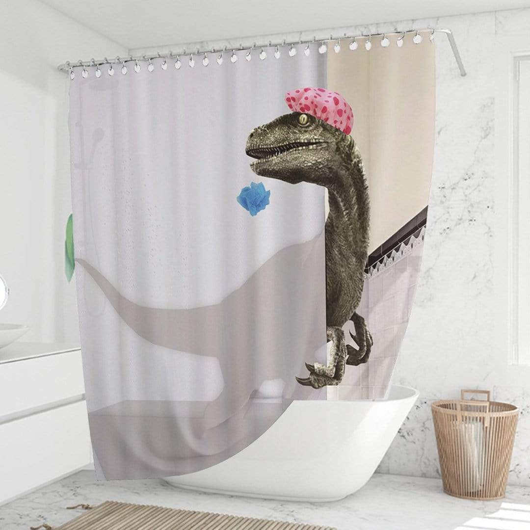 3D Dinosaur Bathroom Decor Stall Curtain Lightproof Shower Curtain and