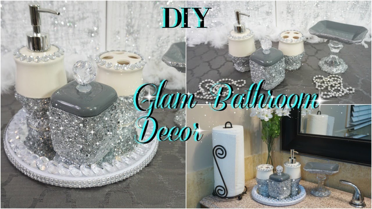 DIY DOLLAR TREE, GLAM WASHROOM DECOR, BATHROOM ORGANIZING DIY