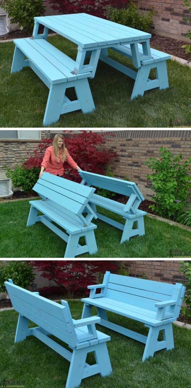 Convertible Picnic Table and Bench Her Tool Belt Diy picnic table