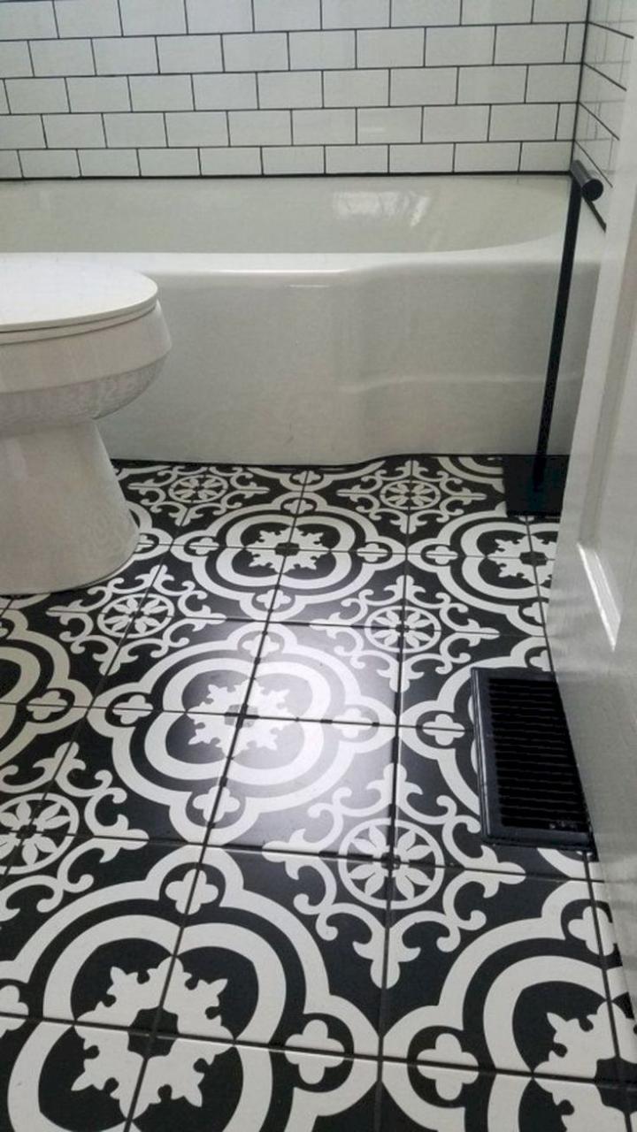 49 Inspiring Bathroom Floor Design Ideas White bathroom tiles, Black