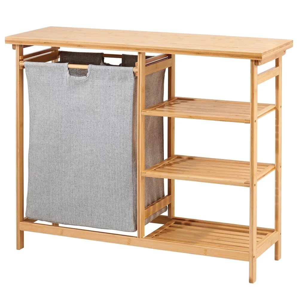 mDesign Bamboo Wood Laundry Furniture Storage & Hamper Natural Finish