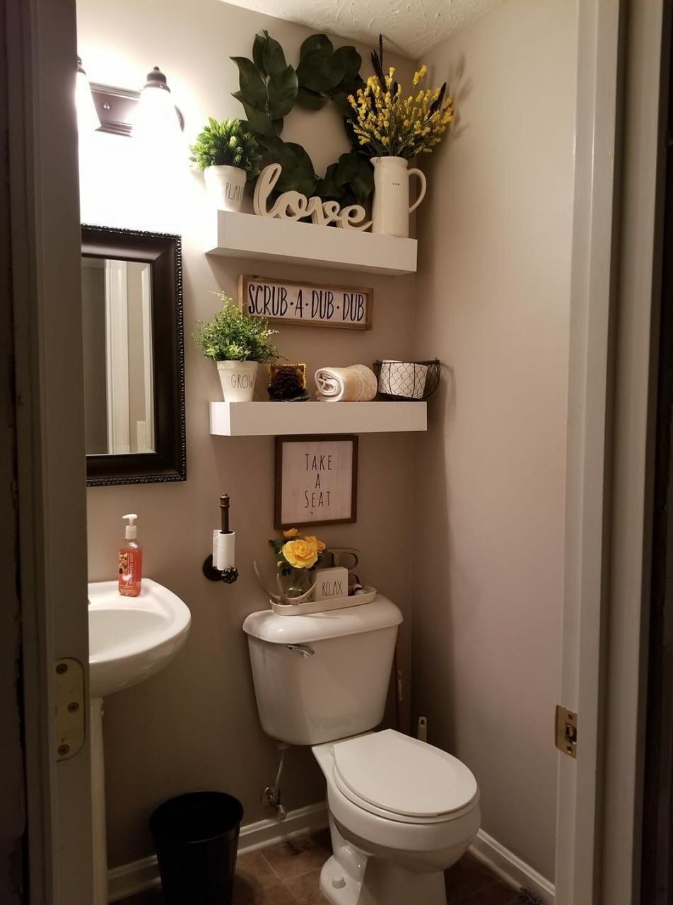 40+ Farmhouse Shelving and Wall Decor Ideas (With images) Restroom