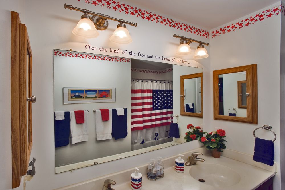 patriotic. American bathroom, Bathrooms remodel, Bathroom pictures