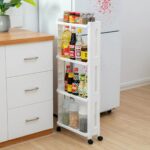 Mobile Shelving Unit Organizer, Slim Slide Out Storage Tower Pull Out