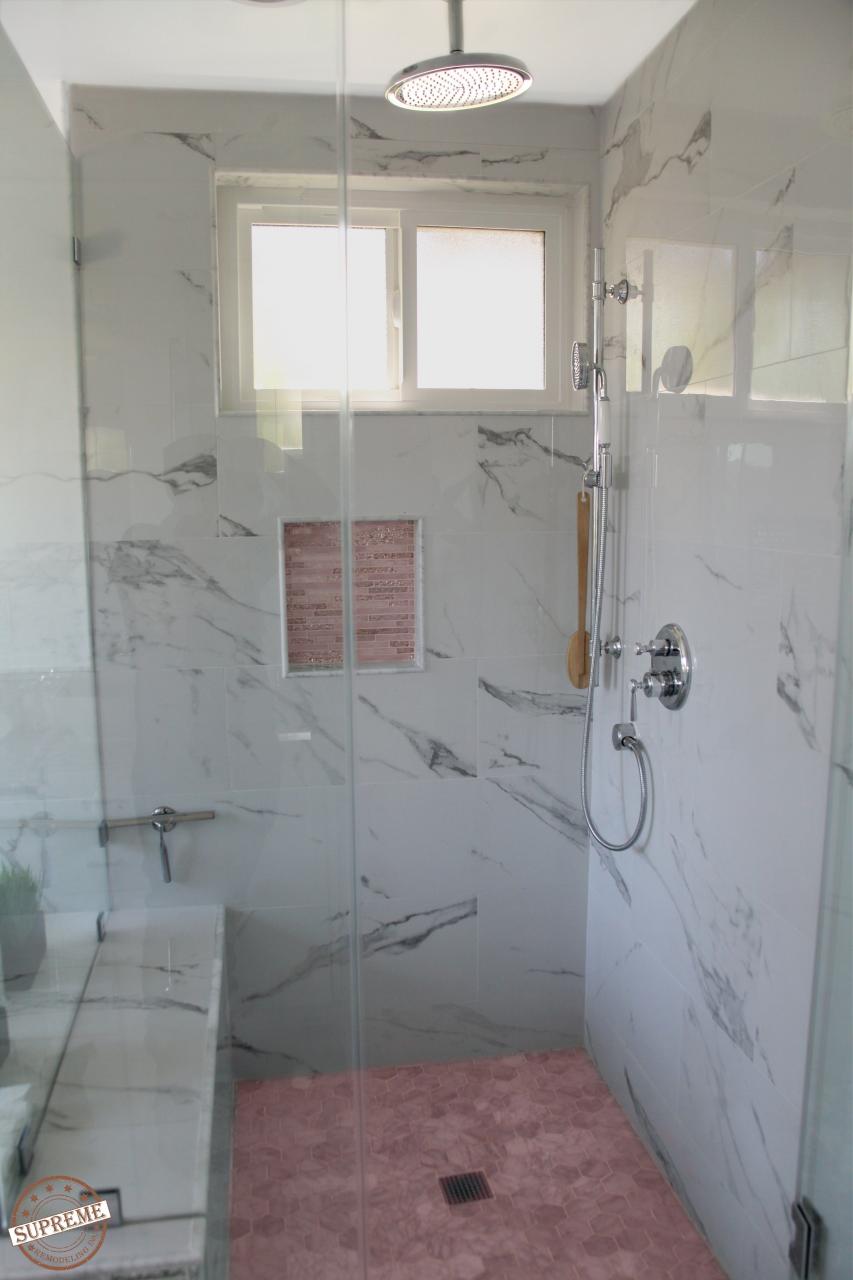 Cultured marble is an elegant material choice for a new shower. The