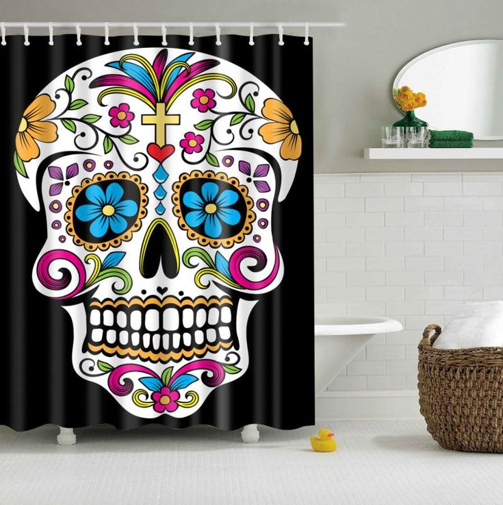 Day of The Dead Calavera Sugar Skull Shower Curtains Bathroom Decor
