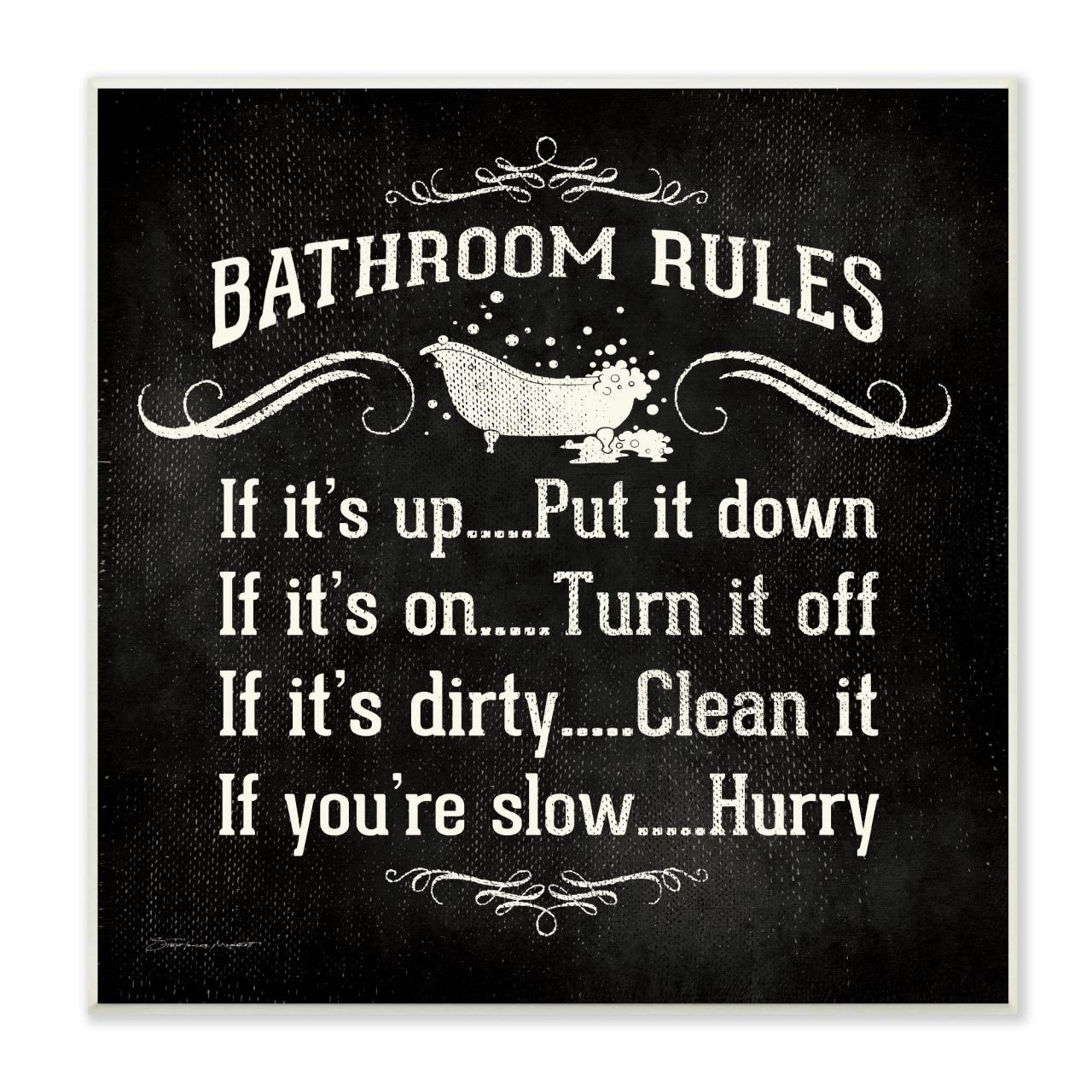 Stupell Bathroom Rules' Stretched Canvas Wall Art Wall Art Plaques