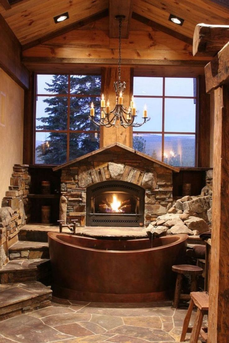 Enchanting Ideas For The Relaxed Rustic bathrooms, Log cabin