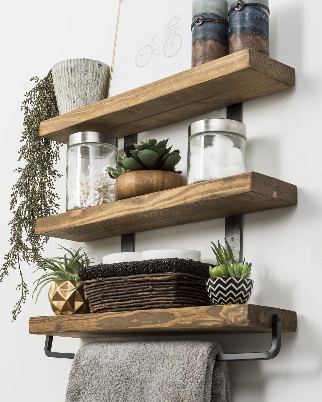 Free 2day shipping. Buy Industrial 3Tier Floating Shelf with Towel