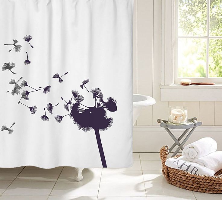 Decorate your bathroom with this beautiful dandelion shower curtain