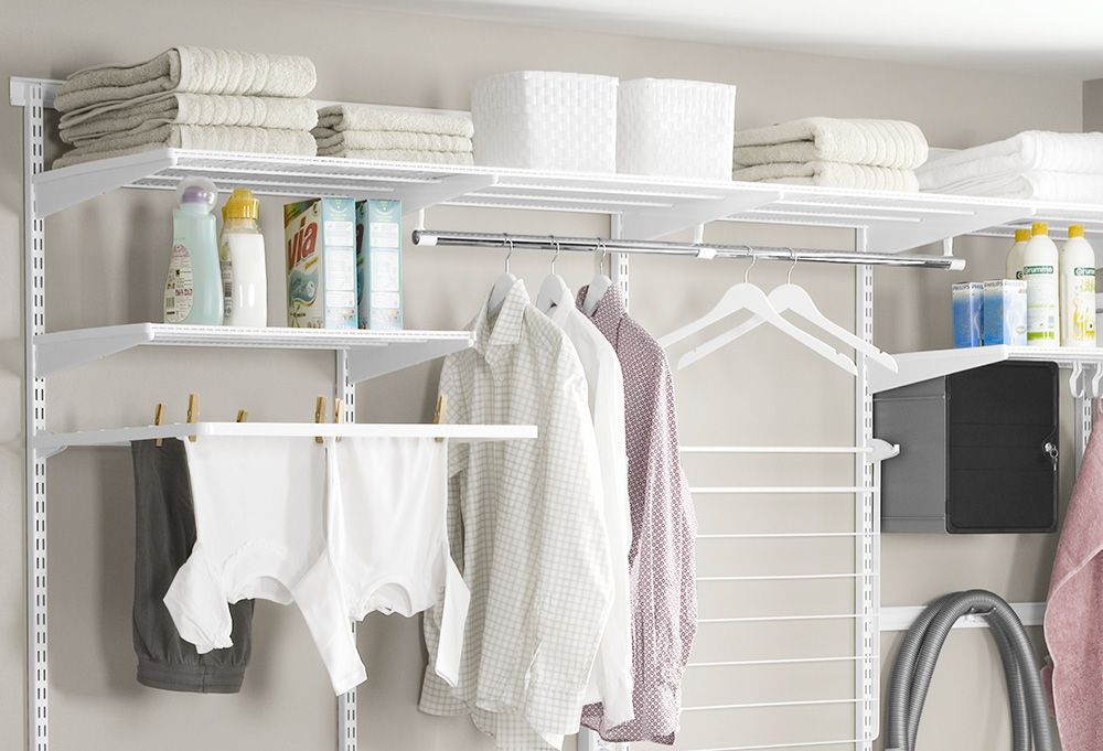 Practical wire shelves in the laundry room Laundry room storage