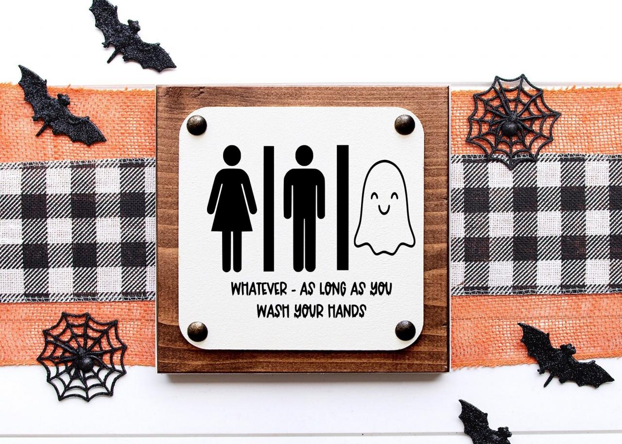 "Handmade, wood framed, farmhouse, funny Halloween People & Ghost