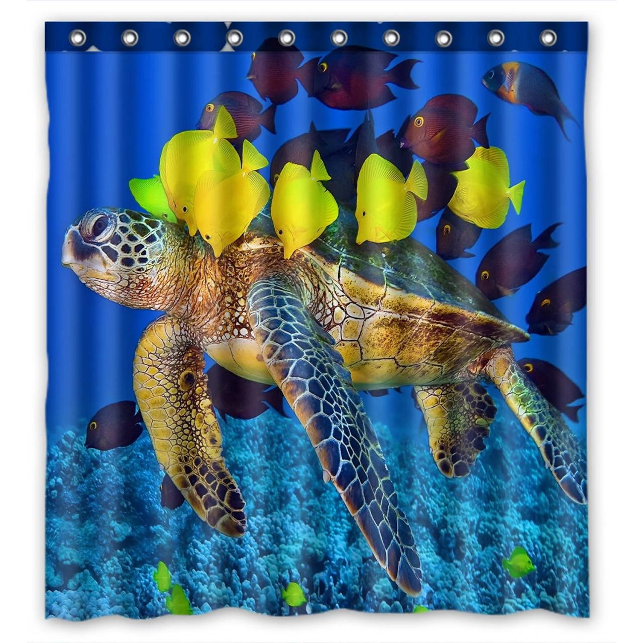 ZKGK Sea Turtle Painting Waterproof Shower Curtain Bathroom Decor Sets