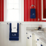 Image result for patriotic interior design Red Bathroom Decor, Cottage