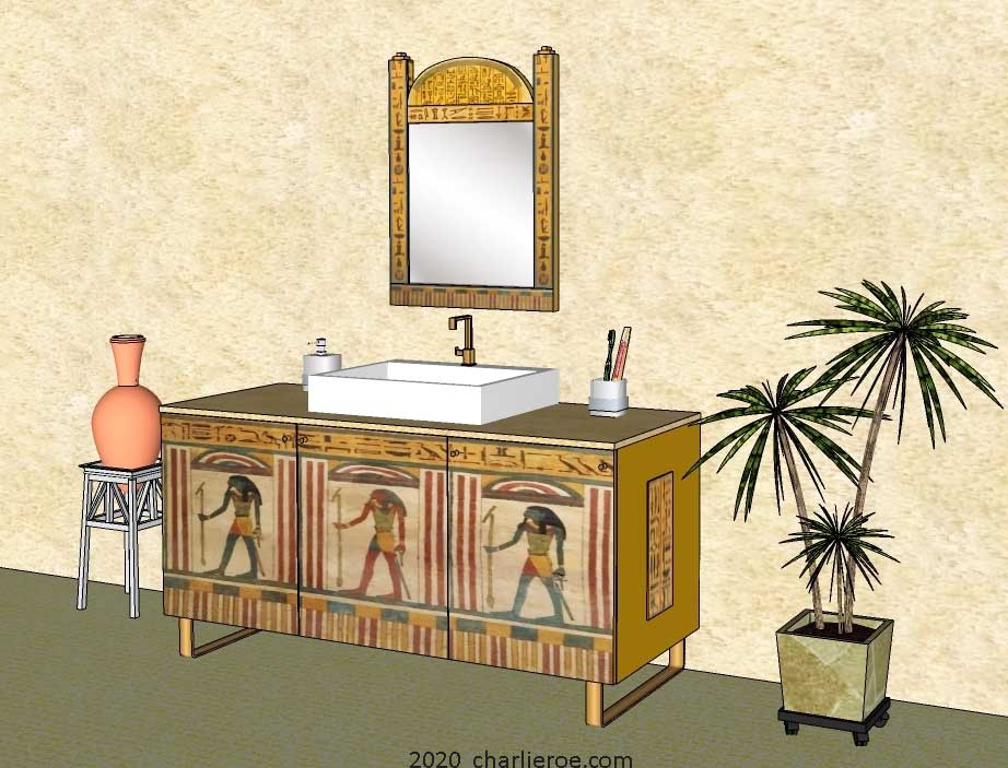 New ancient Egyptian Revival style painted 2, 3 & 4 door bathroom