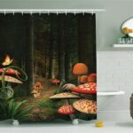 Mushroom Decor Shower Curtain Set By , Mushrooms In The Deep Dark