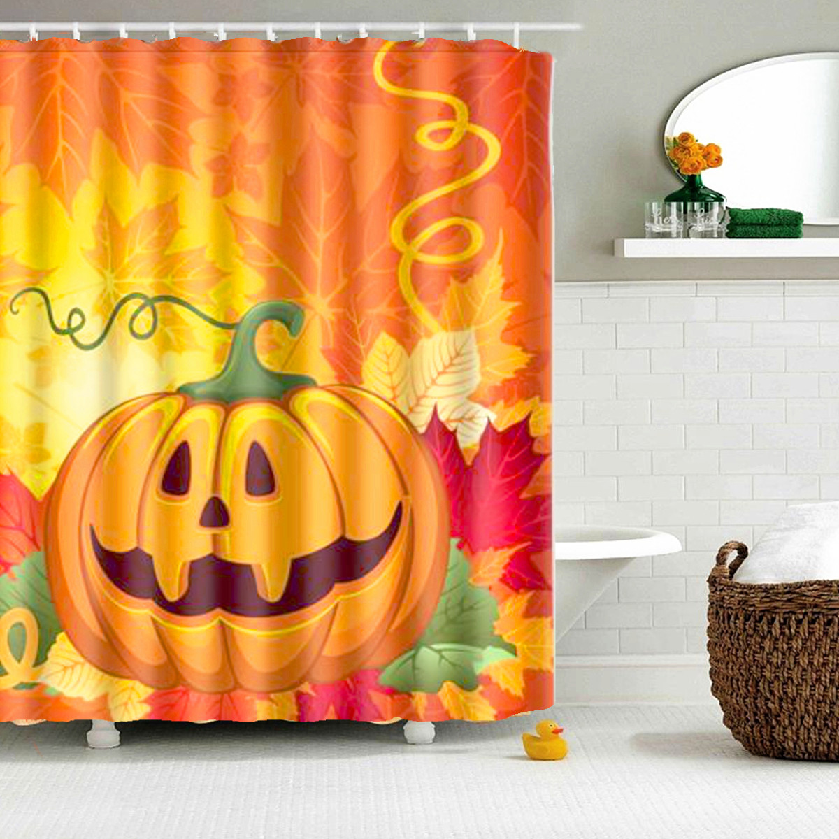 150x180cm 3D Halloween Ghost Pumpkin Polyester Shower Curtain Bathroom