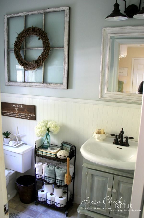 Coastal Farmhouse Bath Reveal (all the makeover details!) Diy