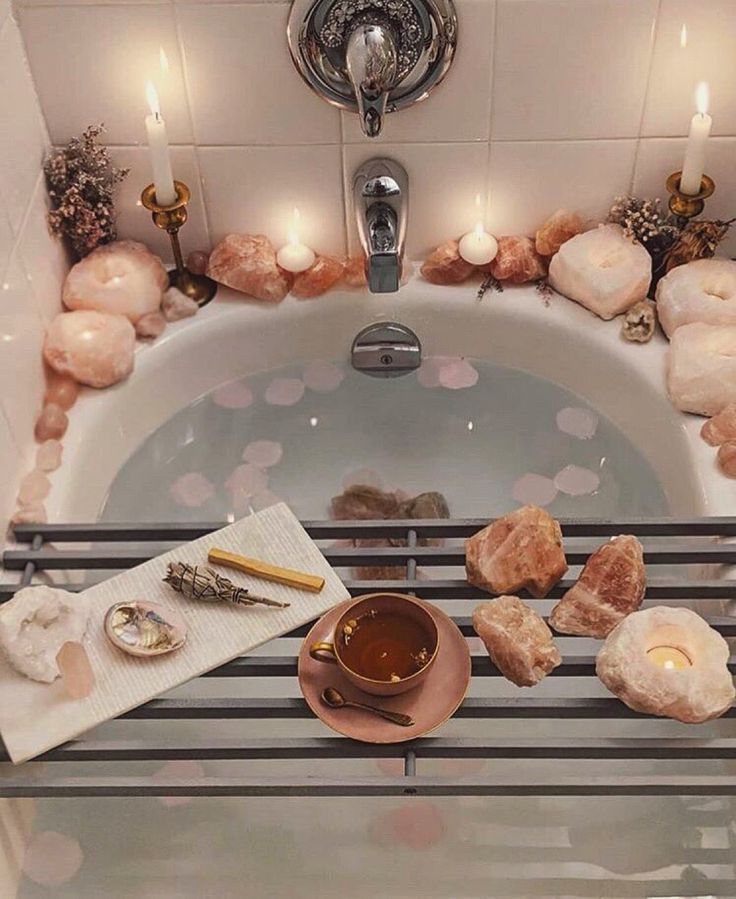 flat lay inspo Candle light bath, Bathtub decor, Spiritual bath