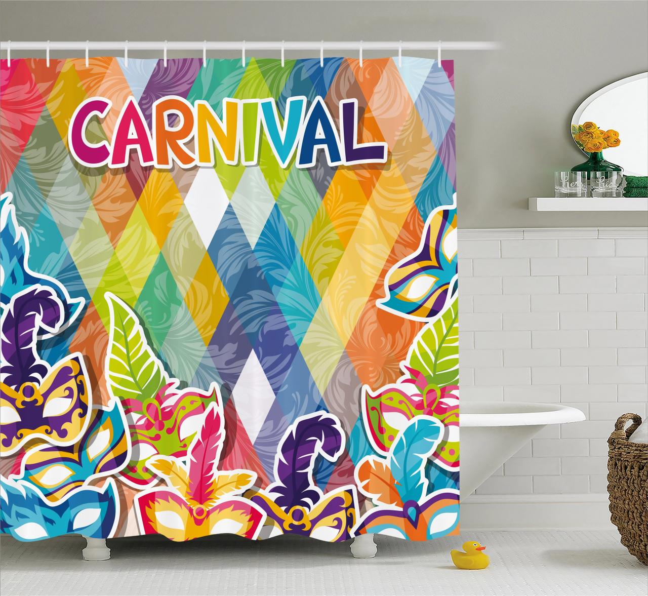 Mardi Gras Shower Curtain, Vibrant Joyful Celebration Composition
