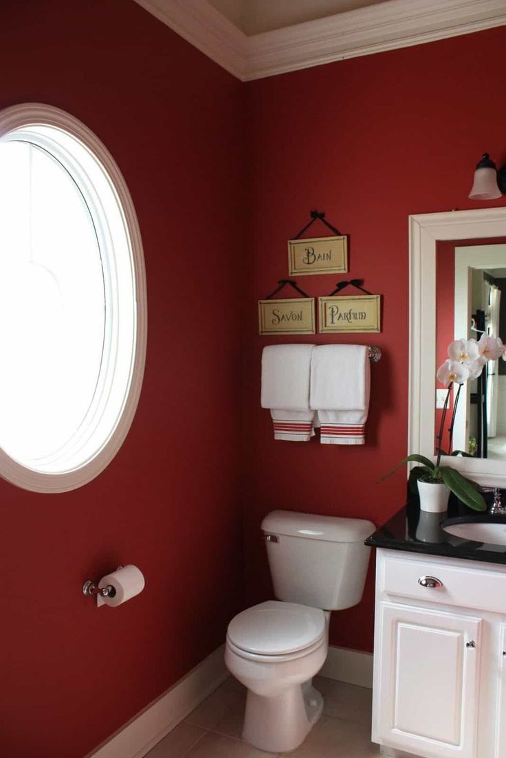 Burgundy Bathroom Decor 2020 Bathroom red, White bathroom decor, Red