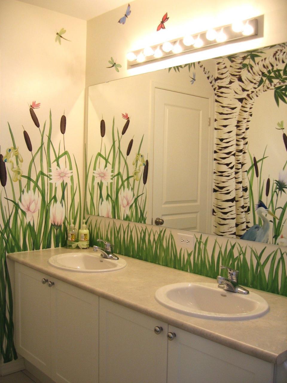 pondmural+finished6.JPG (image) Bathroom mural, Funny bathroom decor