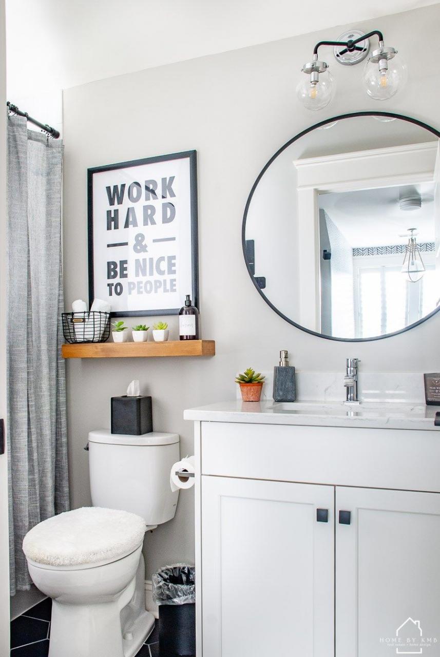 Modern Office Bathroom Reveal HOME by KMB in 2020 White bathroom