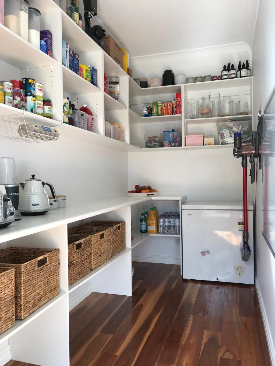 We added some shelves to our walkinpantry Pantry layout, Pantry