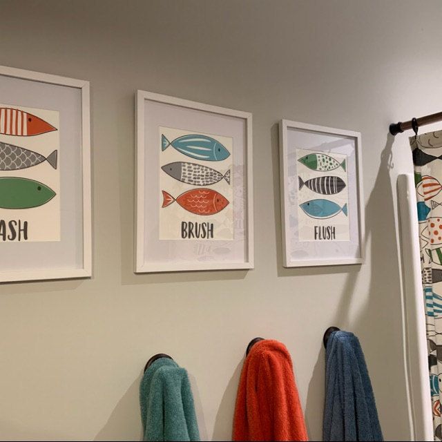 Fish Bathroom Decor Set of 3 Art Prints Fish Bathroom Wall Etsy