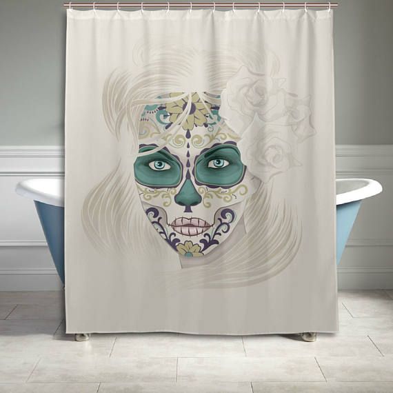 Mexican Sugar Skull Beauty Shower Curtain Day of the Dead Bathroom