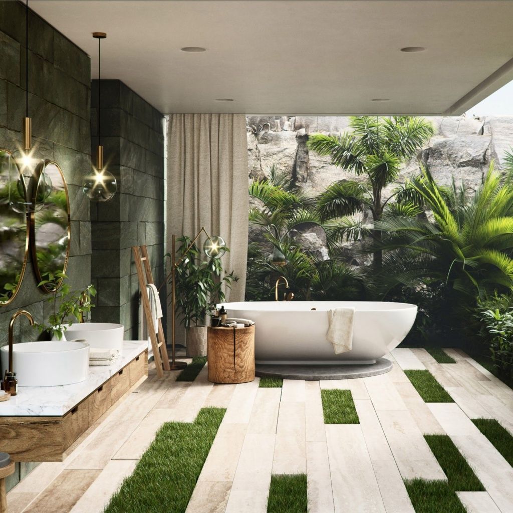 Stunning Nature Bathroom Design Ideas To Get Fresh Look 22 in 2020