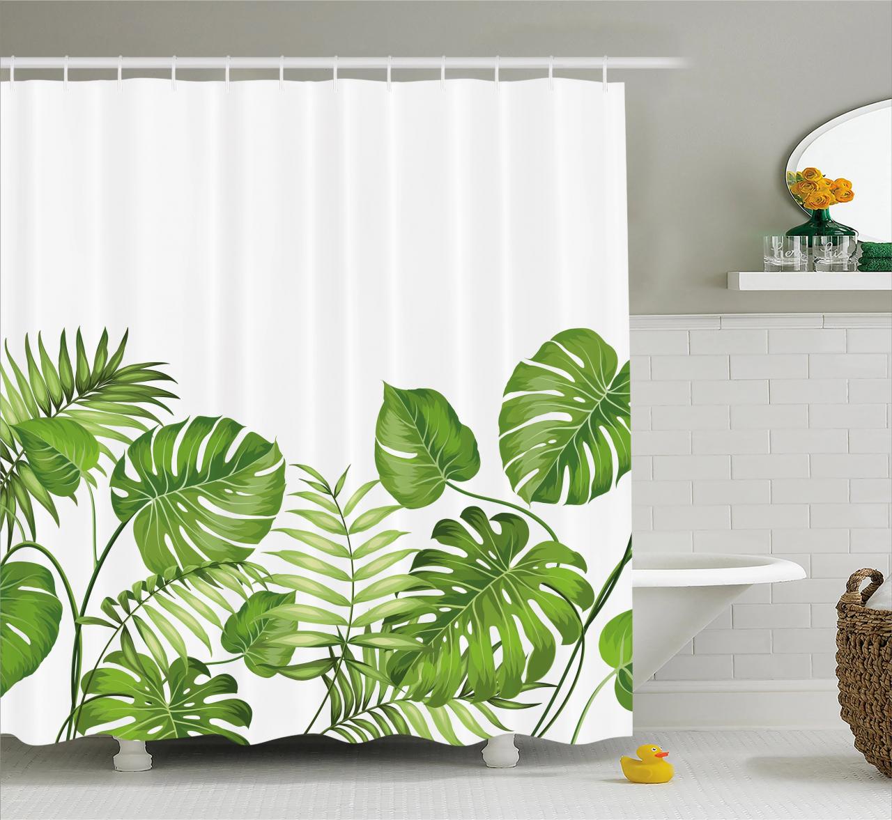 Leaf Shower Curtain, Nature Jungle Forest Rainforest Inspired Leaves