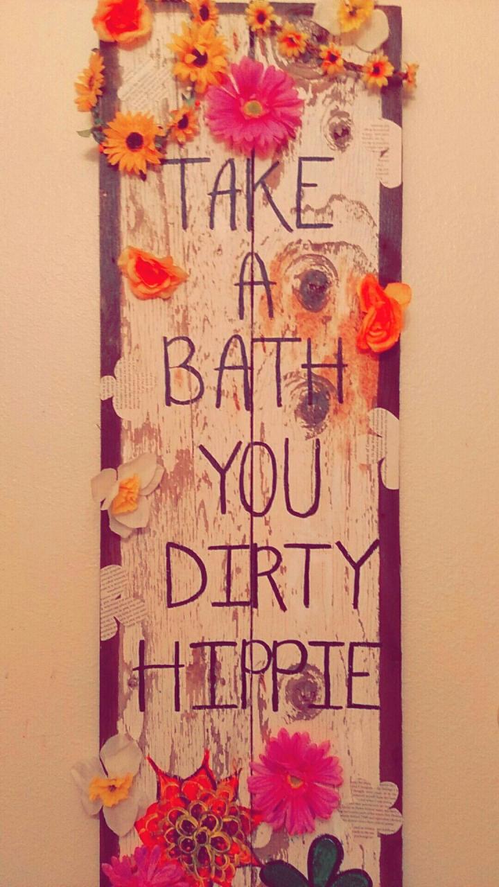 DIY hippie bathroom sign Diy Bathroom Crafts, Boho Bathroom Ideas