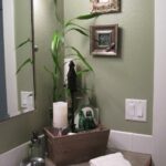 Spalike feel in the guest bathroom. The fresh green color makes the