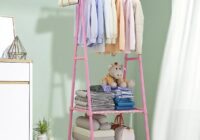 Clothes Laundry Rack on Wheels, Garment Rack with 2 Hanging Rod and 2