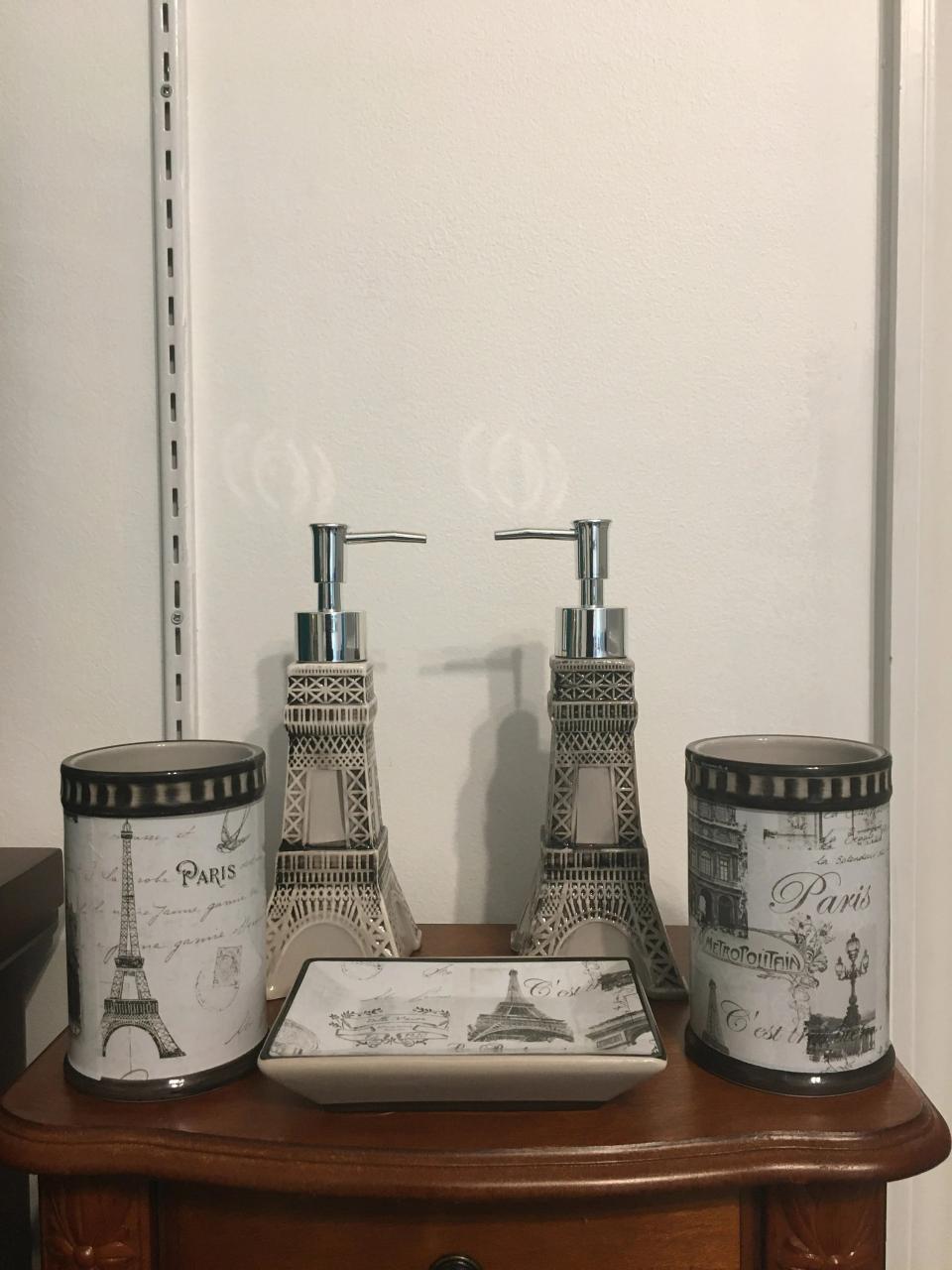 Five Piece Paris Eiffel Tower Bathroom Accessory Set. Glossy Etsy