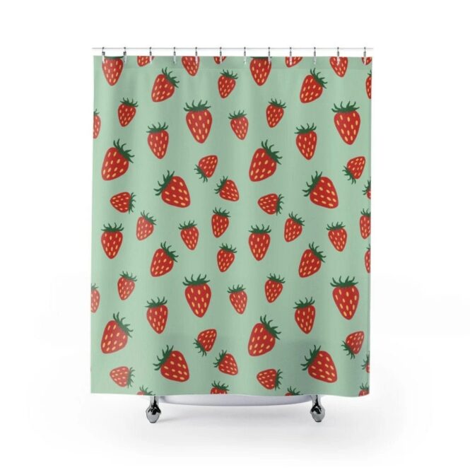 Strawberry Shower Curtain Bathroom Decor Etsy