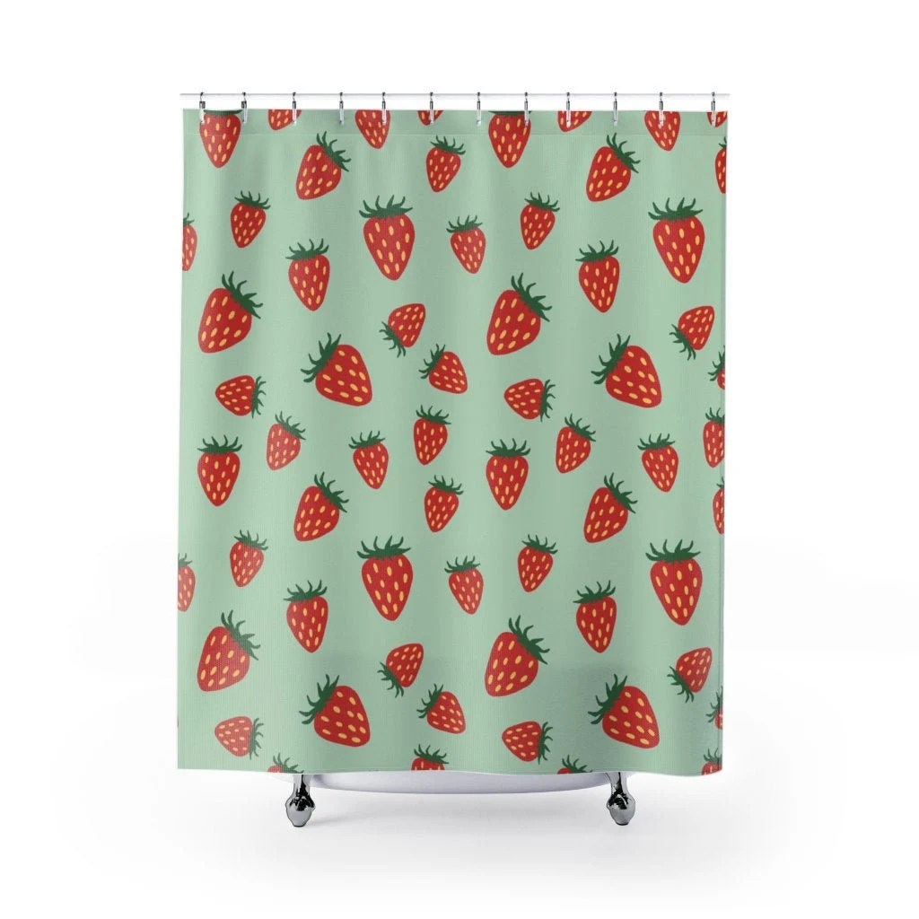 Strawberry Shower Curtain Bathroom Decor Etsy