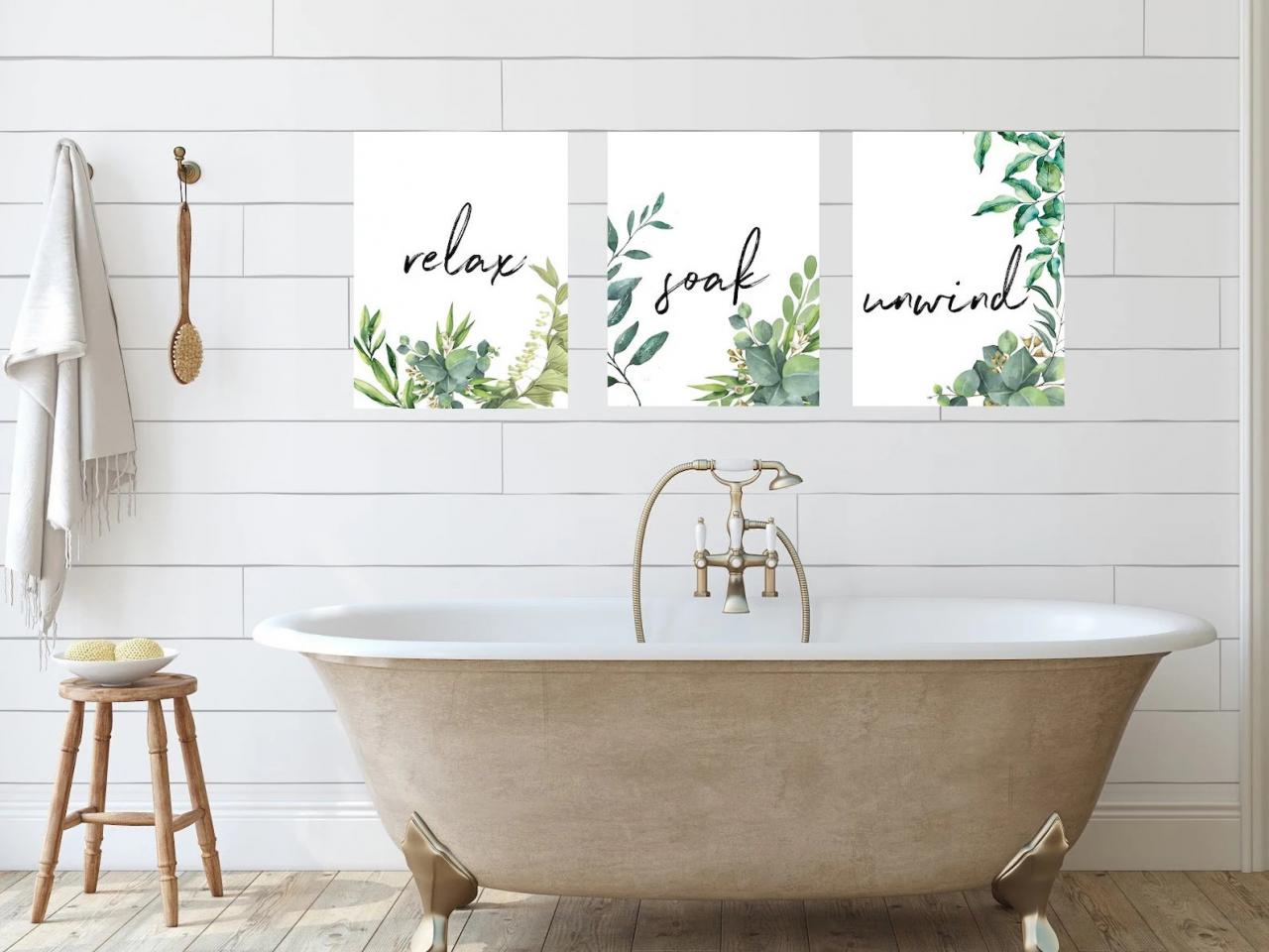 Bathroom Prints Set Of 3 Wall Art Home Decor Bathroom Etsy
