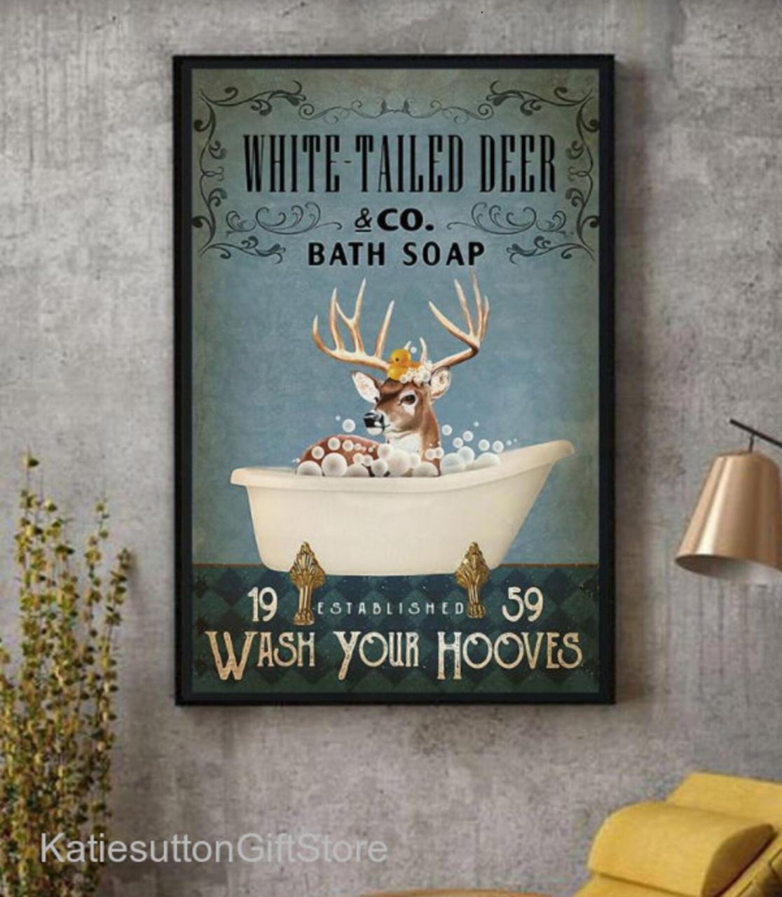 White Tailed Deer Bathroom Decor Canvas Poster Deer Bath Soap Etsy