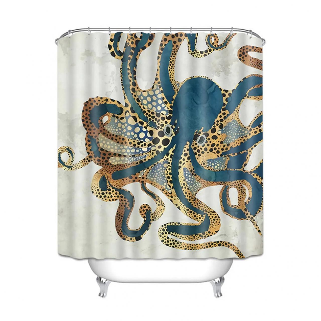 Octopus Shower Curtain Octopus Bathroom Decor Bathroom Etsy