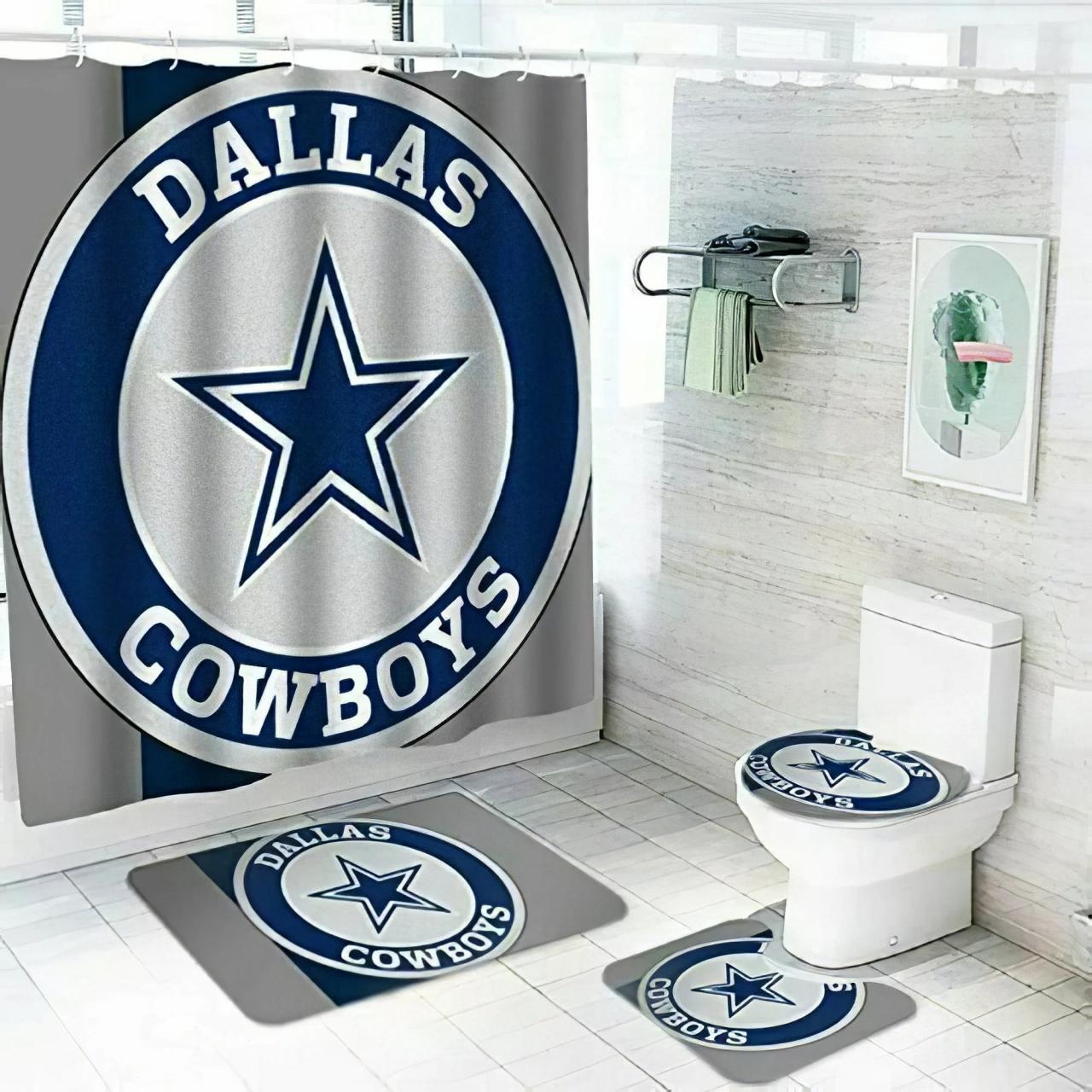 NFL Dallas Cowboys bathroom set Rugby Team Shower Curtain Etsy