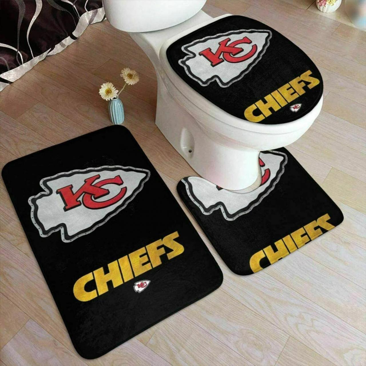 NFL Kansas City Chiefs Bathroom Rugs Set Chiefs Rug Carpets Etsy