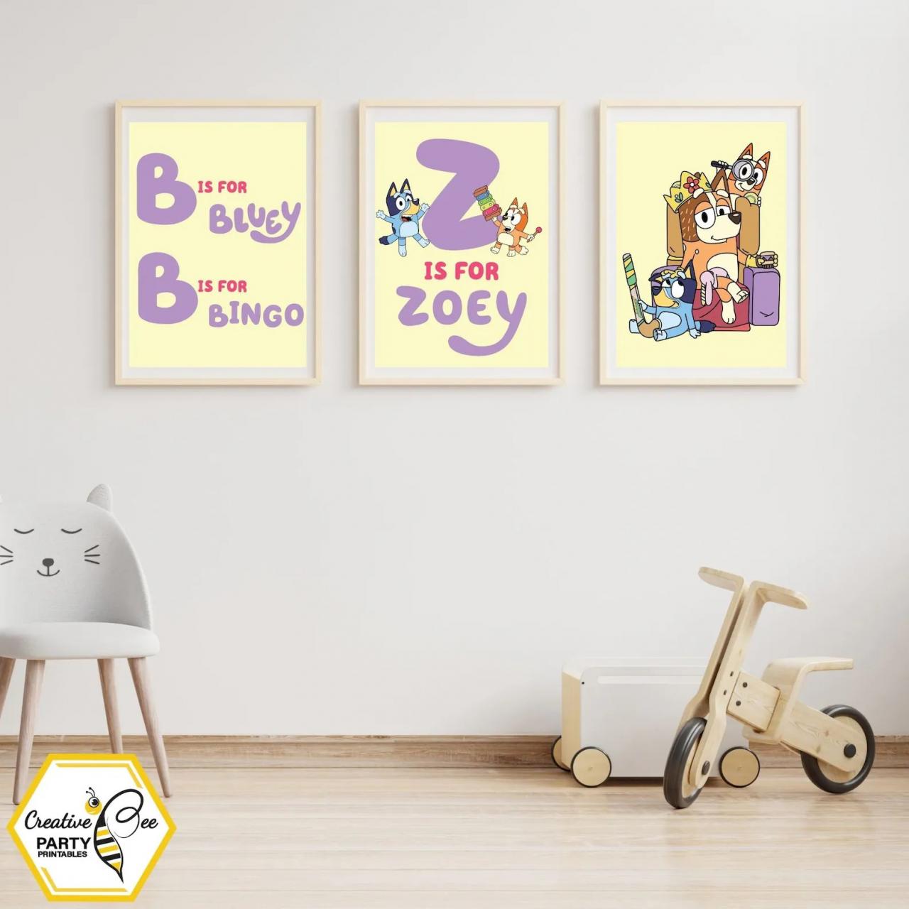 Personalised bluey wall art bluey bingo bluey printable Etsy