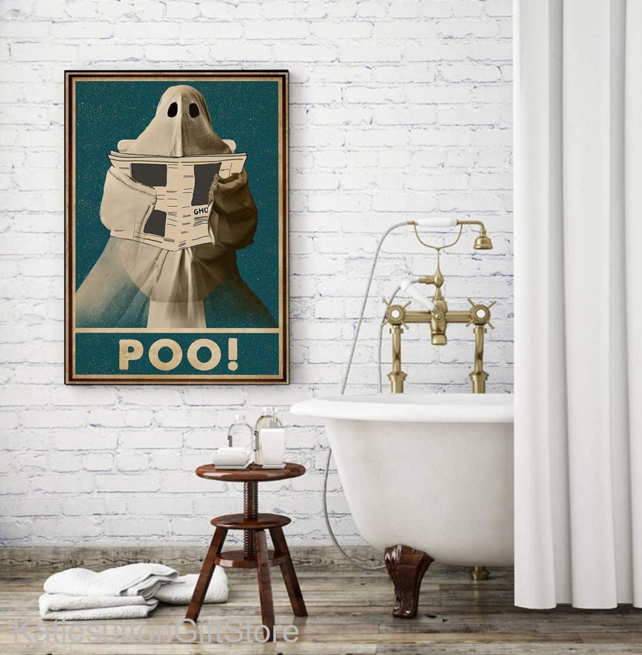 Poo Ghost Canvas Poster Bathroom Restroom Wall Toilet Decor Etsy