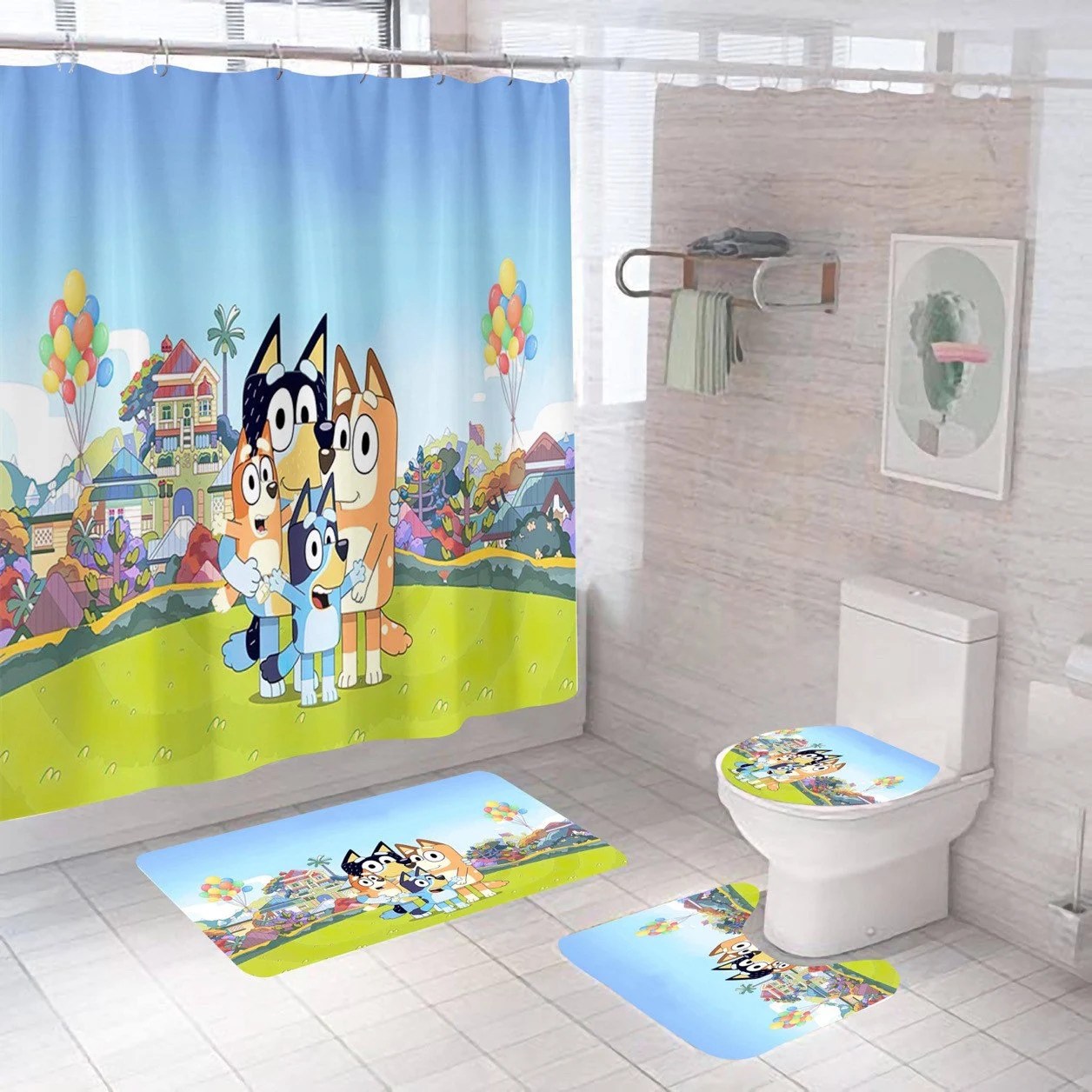 Bluey Bathroom Rug and Shower Curtain Set Etsy