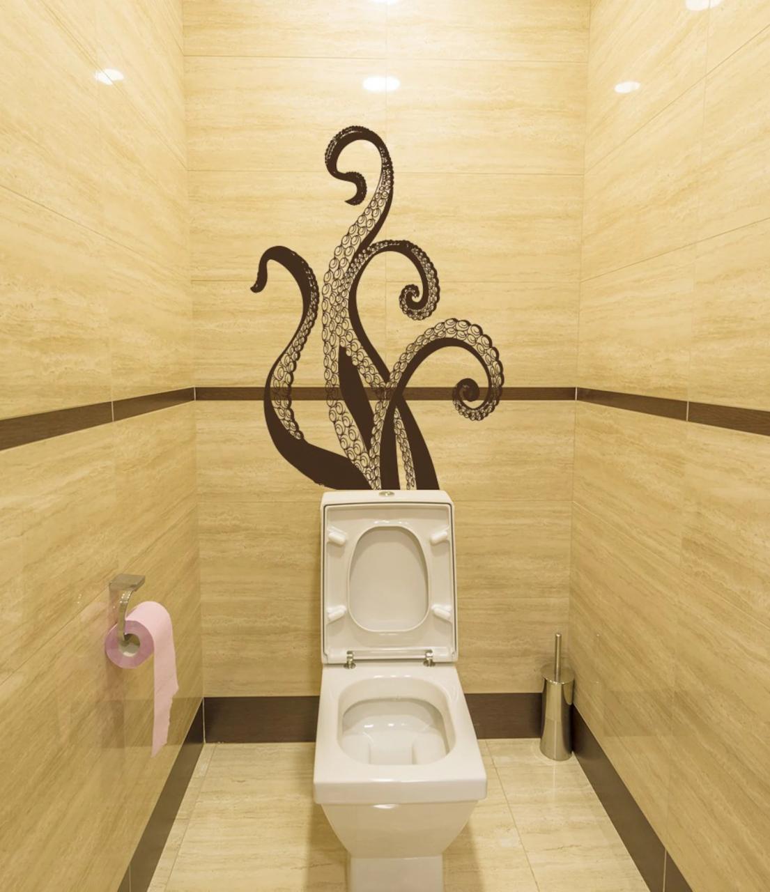 Octopus Wall Decal Bathroom Decor Toilet Decals Octopus Etsy